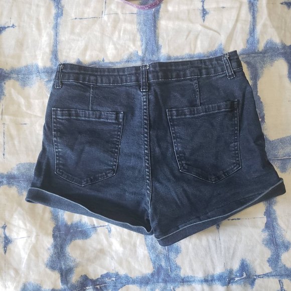 Stretch Denim Dark High Waist Jean Shorts - Picture 7 of 9